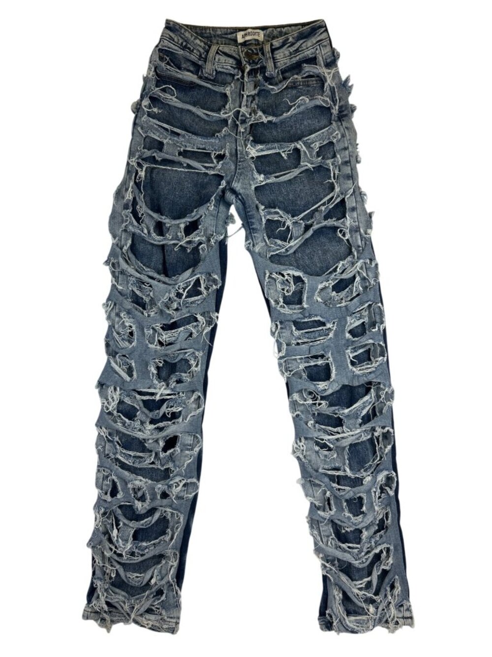 Aphrodite Women’s 26 Jeans Distressed Shredded Destroyed Baddie Y2K Streetwear